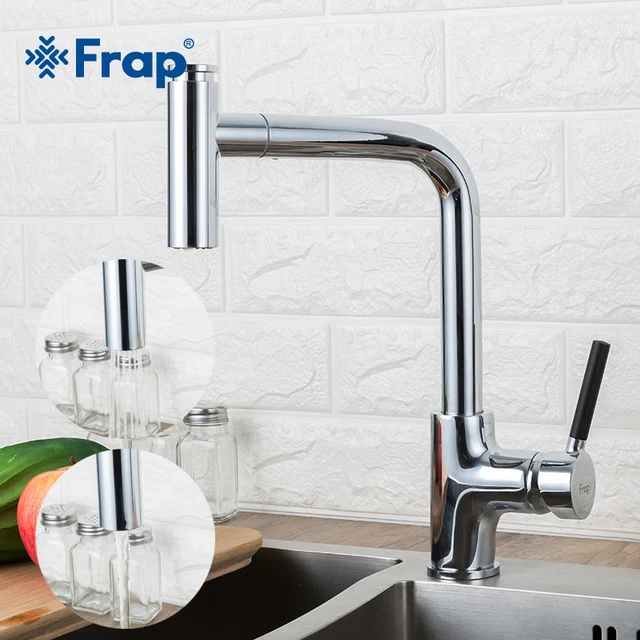 Best Price Frap Pull Out Kitchen Tap Kitchen Faucets Silver Single Handle Single Hole Handle Swivel 360 Degree Water Mixer Tap Mixer F6044