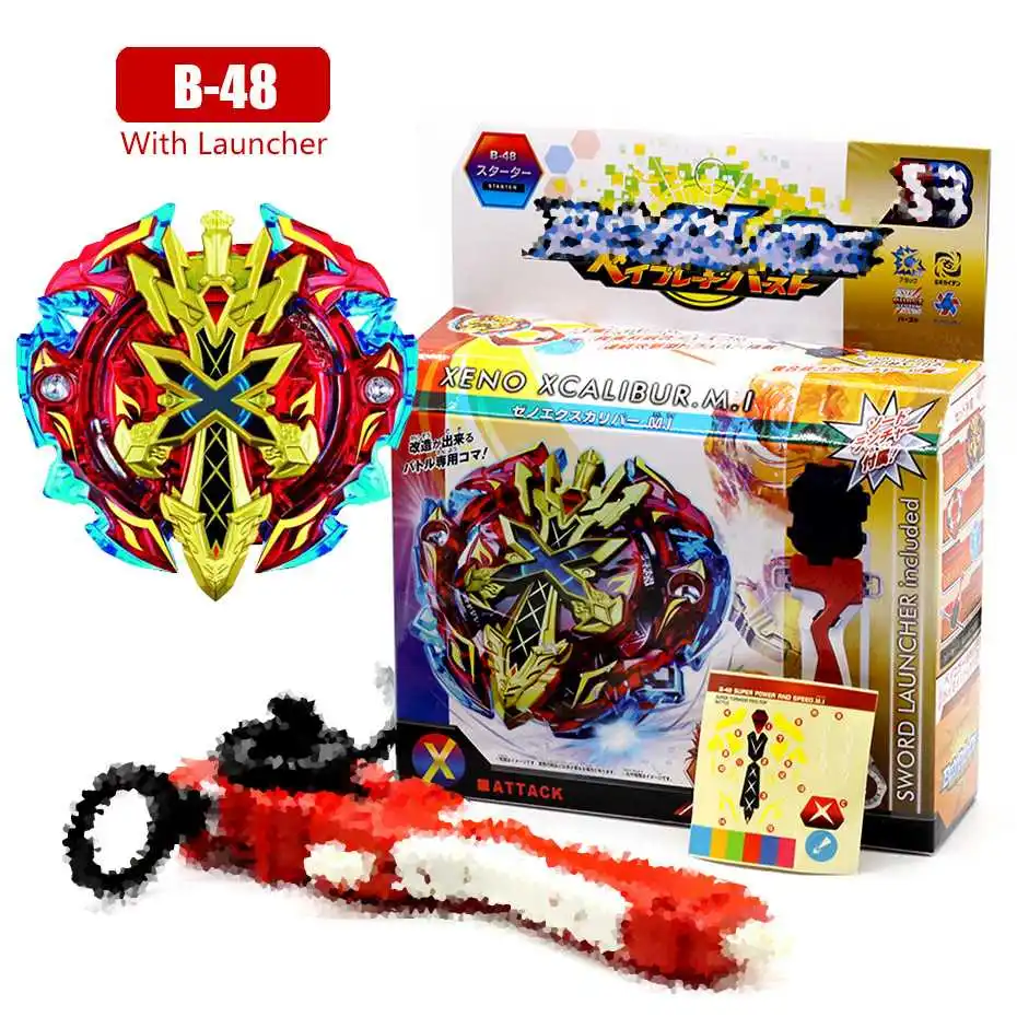 Beyblade Burst B128 B127 B00-100 B111-86 с пусковым устройством для мальчиков, забавная игрушка, стартер Zeno Excalibur Beyblade - Цвет: B48