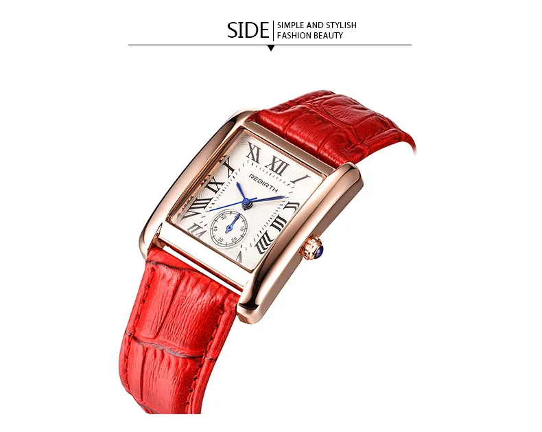 REBIRTH квадратные женские часы с прямоугольным циферблатом роскошные кожаные кварцевые наручные часы Лидирующий бренд женские часы модные новые Montre Femme