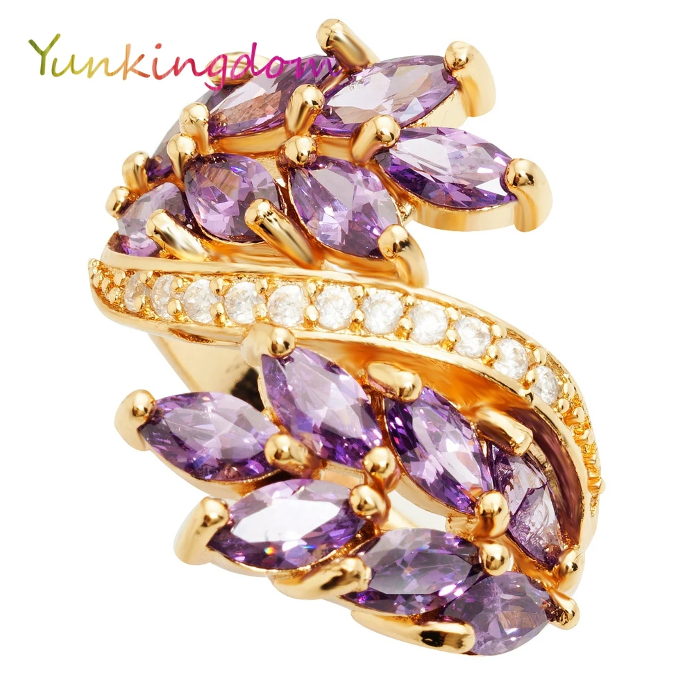 

Yunkingdom elegant purple crystal party rings for women fashion jewelry valentine's gift ALP0602