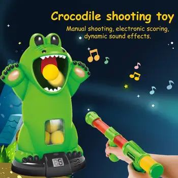 

Kids Shooting Toy Crocodile Shooting Air Powered Boy Safety Soft Bullet Child Toy Digital LCD Indoor Shooting Game Kids
