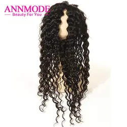 Annmode 360 синтетический Frontal шнурка волос синтетическое закрытие бесплатная часть 22,5*4*2 Натуральный Hairline не Реми бразильский глубокая волна
