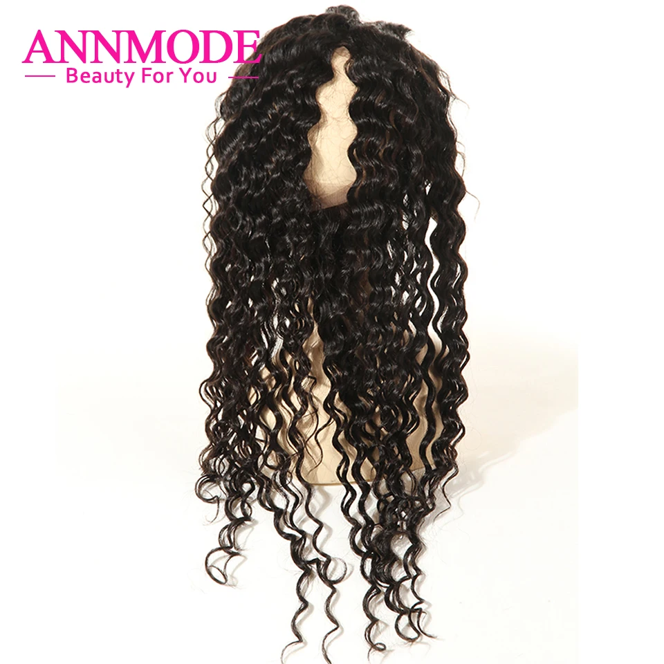 Annmode 360 Lace Frontal Closure Free Part 22.5*4*2 Natural Hairline Non Remy Brazilian Deep Wave Human Hair Lace Frontal