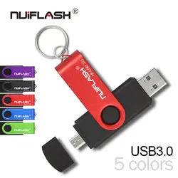 Nuiflash 2 в 1 OTG USB флеш-накопитель для смартфона или планшета или ПК memoria USB 16 ГБ 32 ГБ 64 ГБ 128 ГБ Бесплатная вращение флешки