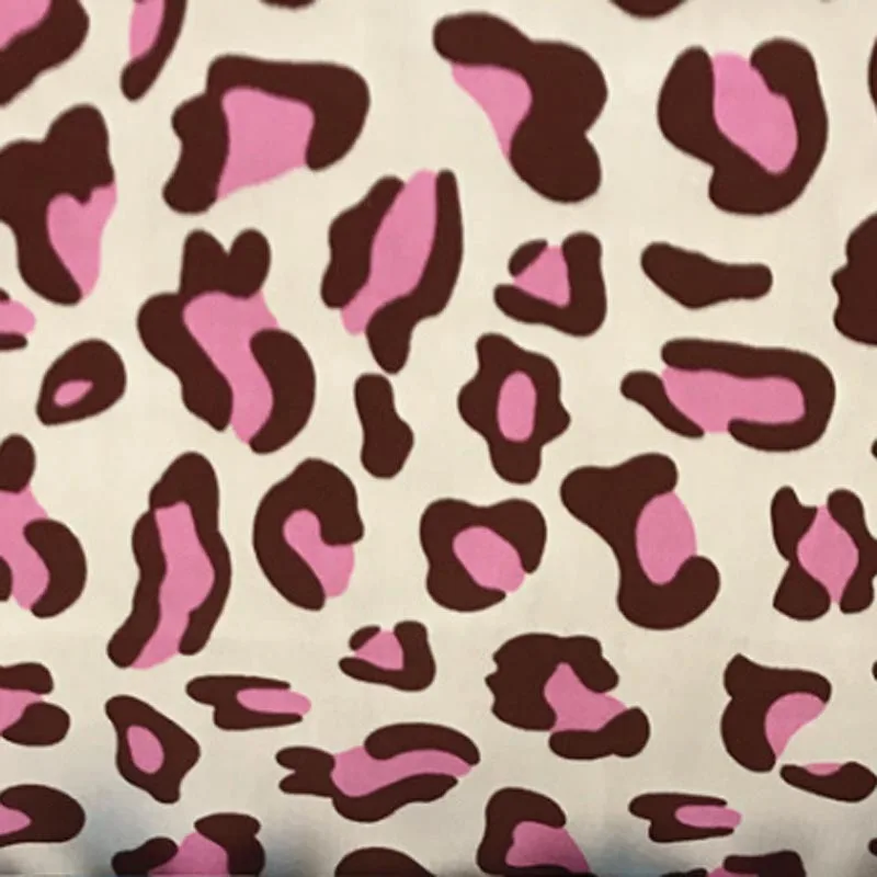 100 cotton twill cloth WHITE pink leopard printed fabrics for DIY