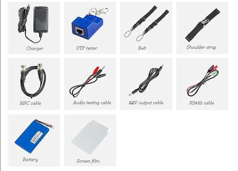 US $191.84 New 7 Inch Cctv Tester Monitor Ip Analog Camera Tester 4mp 2mp Wifi Onvif Ptz Control Poe 12v Output