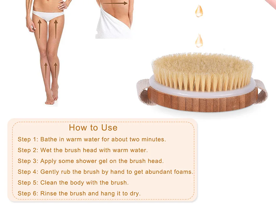 CLPAIZI отшелушивающая натуральная щетина для ванной щетки длинная бамбуковая ручка натуральная лошадиная грива сухая ванна спа Массажная щетина для ванны D30