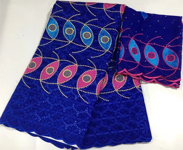 African fabric latest african laces 2019 blue african swiss voile lace in switzerland nigerian lace fabrics cotton lace HS-A26