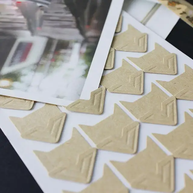 Lot de 120 autocollants d'angle Vintage en papier Kraft, 5 feuilles, pour décoration de cadre d'album Photo, Scrapbooking, décor de protection d'image, DIY bricolage 3