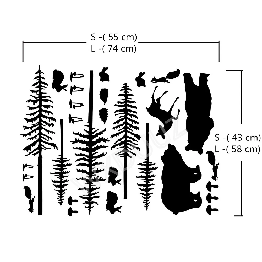 Лесные животные стикер на стену пакет лесной Декор для детской комнаты или детского питомника медведь и дерево наклейка виниловая декоративная картина