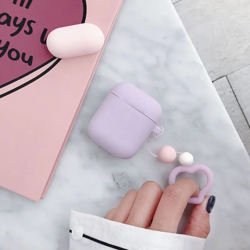 Контрастный карамельный цвет чехол для гарнитура для airpods чехол s Love ремни Мягкий силиконовый корпус чехол для наушников для Air Pods