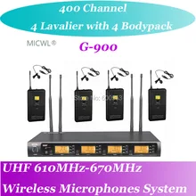 MICWL G-900 400 канал частоты UHF беспроводной караоке микрофон системы 4 x нагрудная гарнитура с 4 Боди