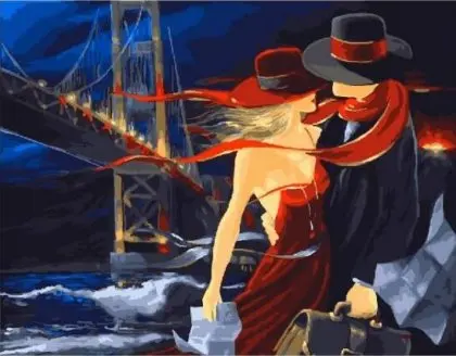cioioil-T1273 Romantic couple under the iron bridge under DIY Painting By Numbers Acrylic Paint On Canvas Modern Wall Art Picture Coloring By Numbers 