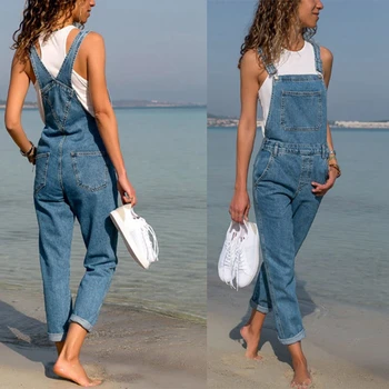 

2019 Women elegant Overalls Cool Denim Jumpsuit Ripped Holes Casual Jeans Sleeveless bodycon jumpsuit summer Hollow Out Rompers