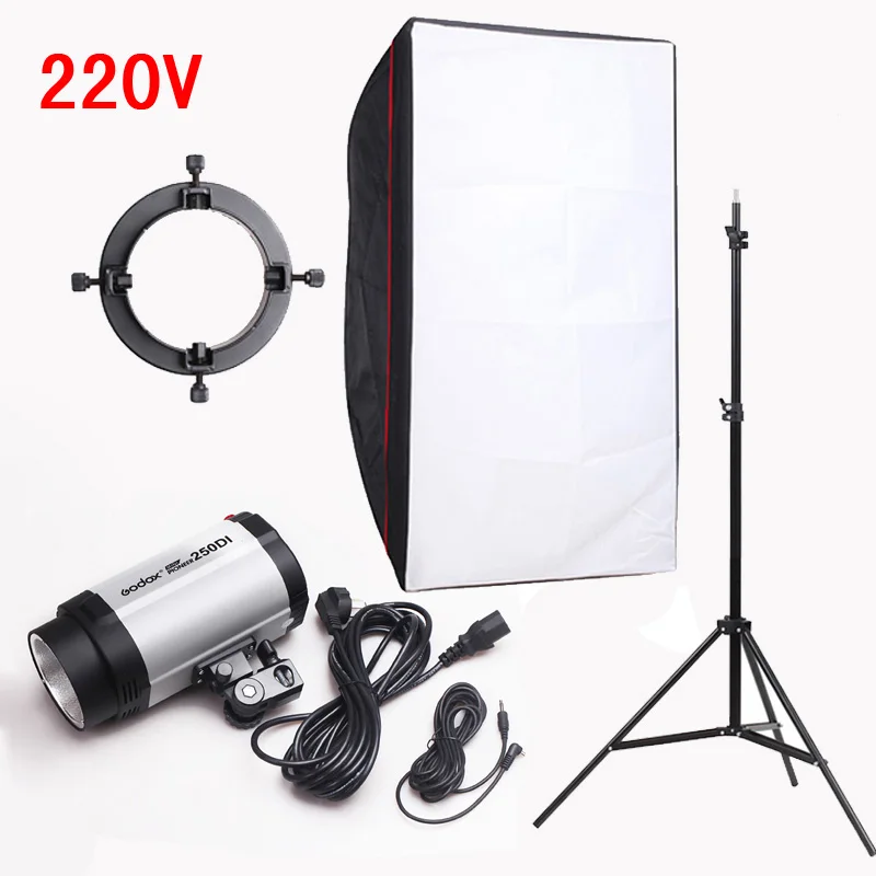

Photography Studio Soft Box Flash Lighting Kits 220v 250ws Storbe Light+Light Stand+Softbox+Universal Mount Photo Studio Set