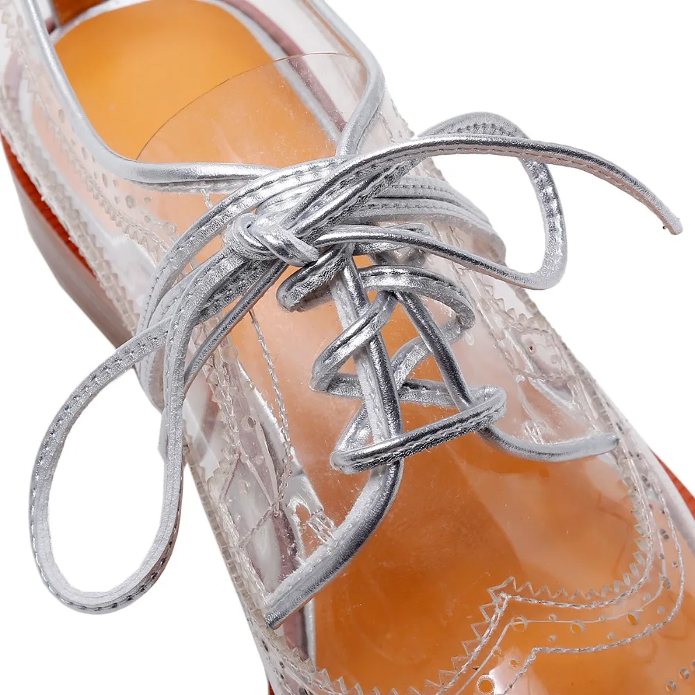 Г., летняя дышащая обувь на плоской подошве женская прозрачная обувь с перфорацией типа «броги» модные женские туфли-оксфорды на платформе со шнуровкой