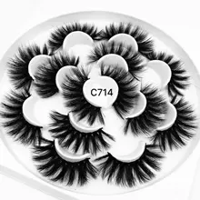 1/7 пар 8D норковые накладные ресницы толстые пушистые безжалостные 25 мм Удлиненные ресницы ручной работы норковые ресницы сценический Макияж ресницы