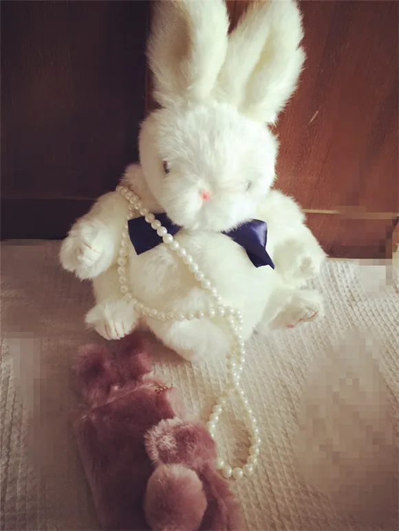 Spuer милый плюшевый рюкзак с кроликом мягкий ворсистый Кролик Куклы для сумки жемчужная цепь Наклонная Сумка на плечо подарки для девочек на день рождения