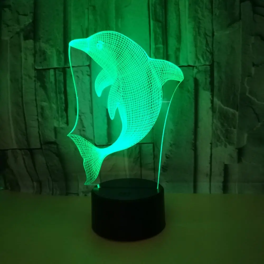 Дельфины 3D ночник светодиодный сенсорный выключатель 7 цветов изменить настольная лампа животное в помещении атмосферная лампа творческие подарки