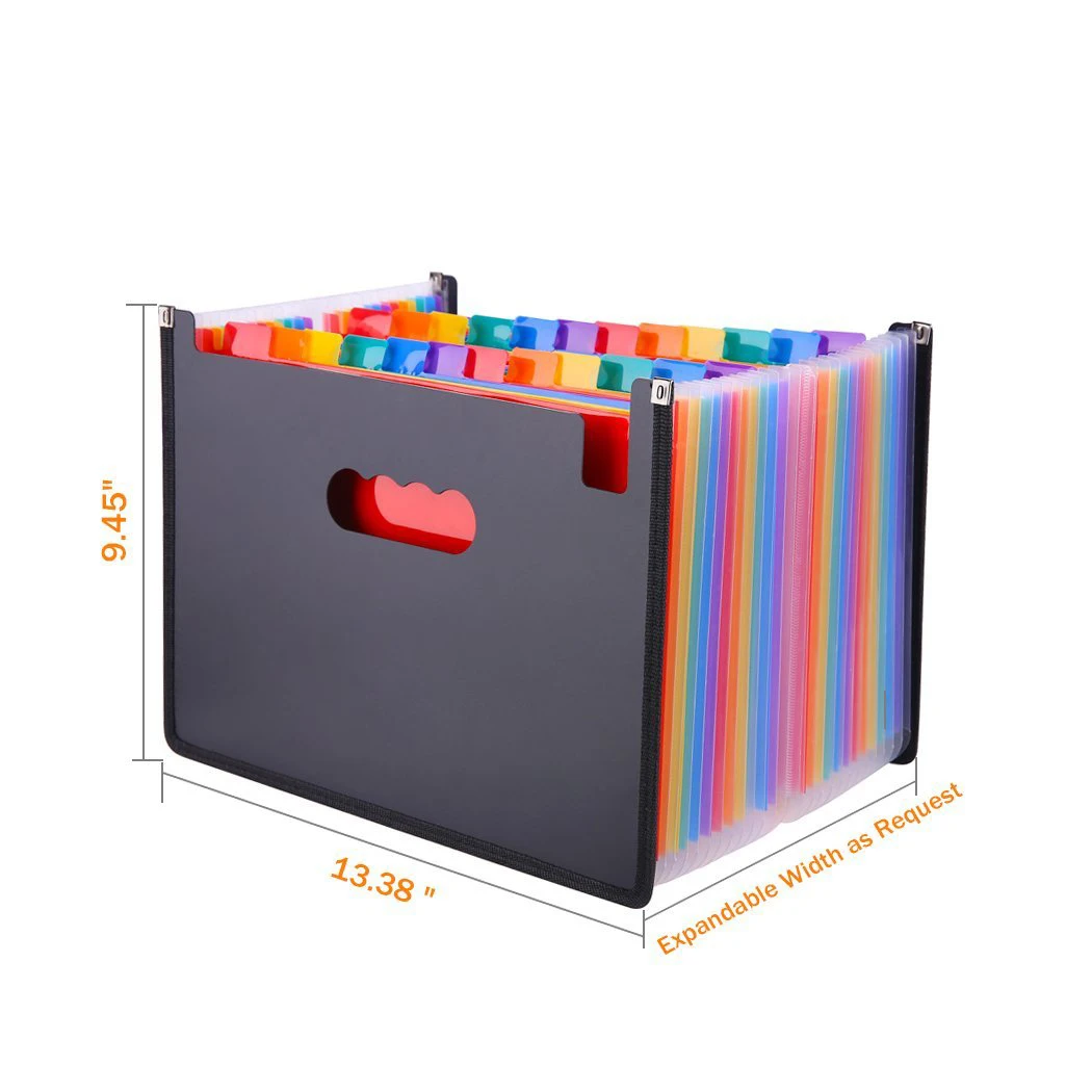 Hot Sale 24 Pockets Expanding File Folder A4 Organizer Portable Business File Office Supplies Document Holder Carpeta Archivador