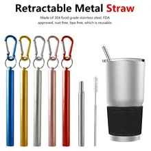 Металлическая соломинка портативный многоразовый складной стакан соломы телескопическая из нержавеющей стали соломинки с чистящей щеткой