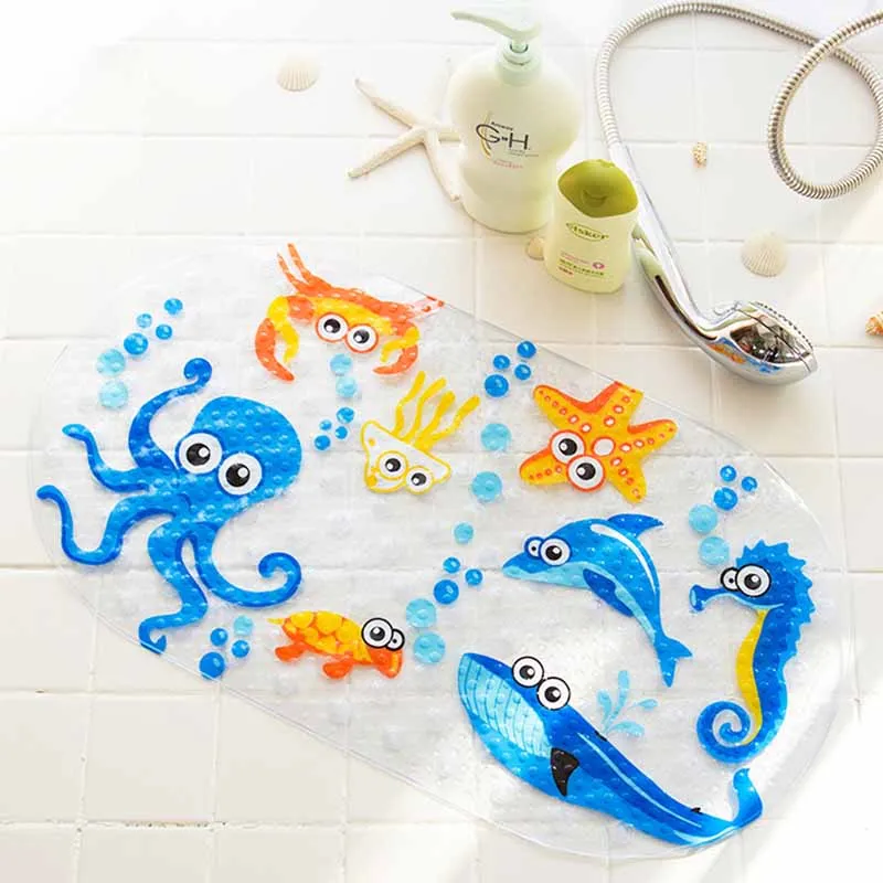 

PVC Toilet Carpet kitchen mat Bathroom Waterproof Carpet Non-slip Carpet Cute Cartoon Pattern Bathroom Decor Doormat with Sucker