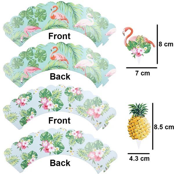 Гавайские Фламинго тема топперы на торт для вечеринки кекс «сделай сам» Топпер Пинки для летней вечеринки украшения Свадебная вечеринка бумажные принадлежности - Цвет: 24pcs B