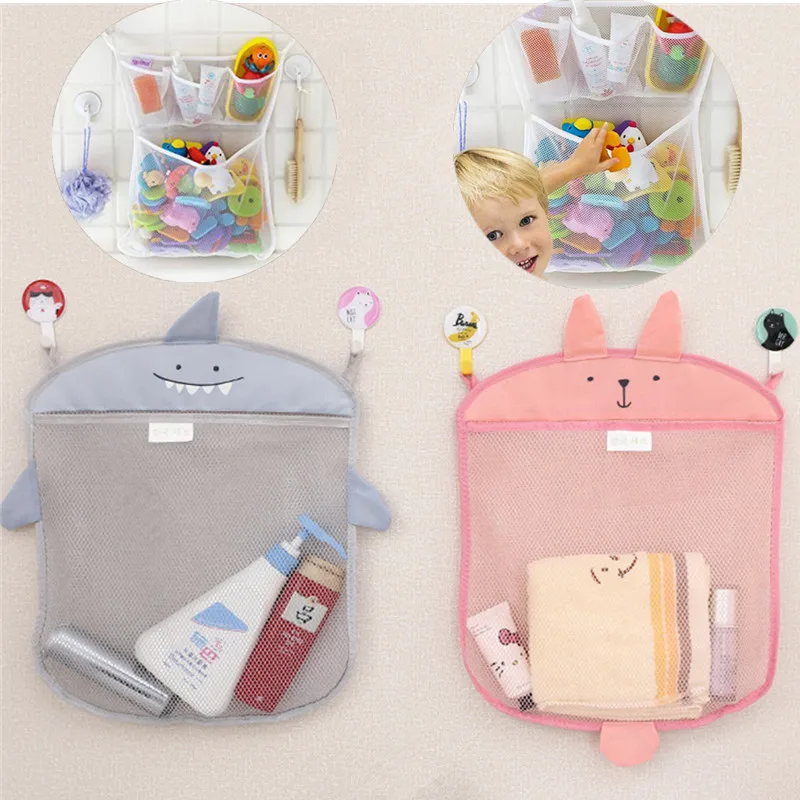 

Baby Bath Toys Bathroom Folding Mesh Storage Basket Tidy Storage Bag Suction Cup Organizer Hanging Mesh Bag for Kids Bathing Toy