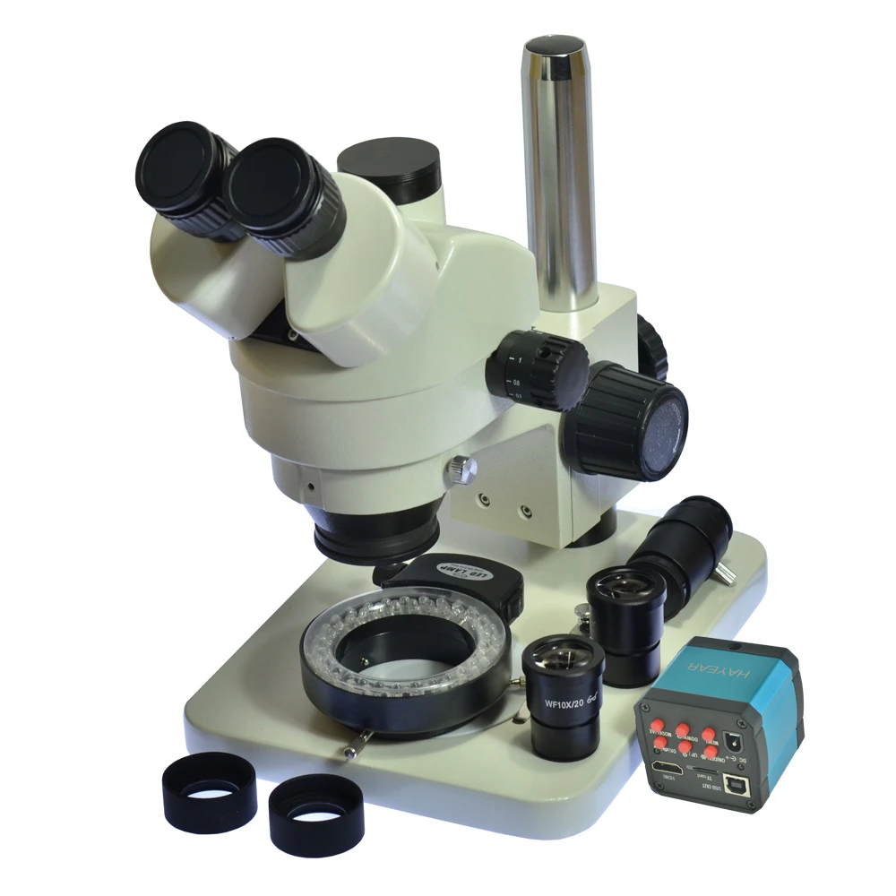 مجهر ثلاثي العينيات 7x 45x تكبير ستيريو 14 ميجابكسل Hdmi Usb كاميرا معايرة 56 حلقة ضوء Led محول C Microscope 14mp Trinocular Microscopestereo Microscope Aliexpress