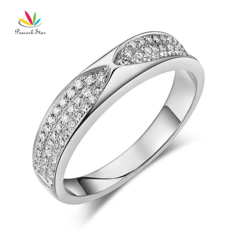 

Peacock Star 14K White Gold Bridal Wedding Anniversary Band Ring 0.31 Ct Natural Diamonds