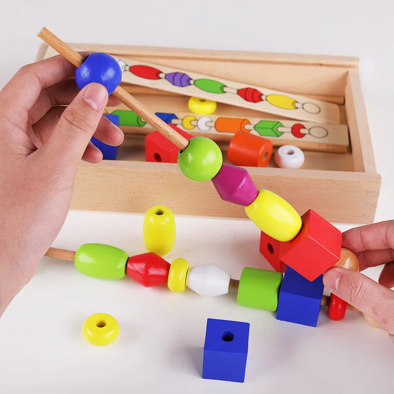 Brinquedo de Madeira Educativos para Crianças Montessori Grânulo Sequenciamento Conjunto Bloco Brinquedos Clássico Brinquedo Jogos 5 Cheap Brinquedos mat.
