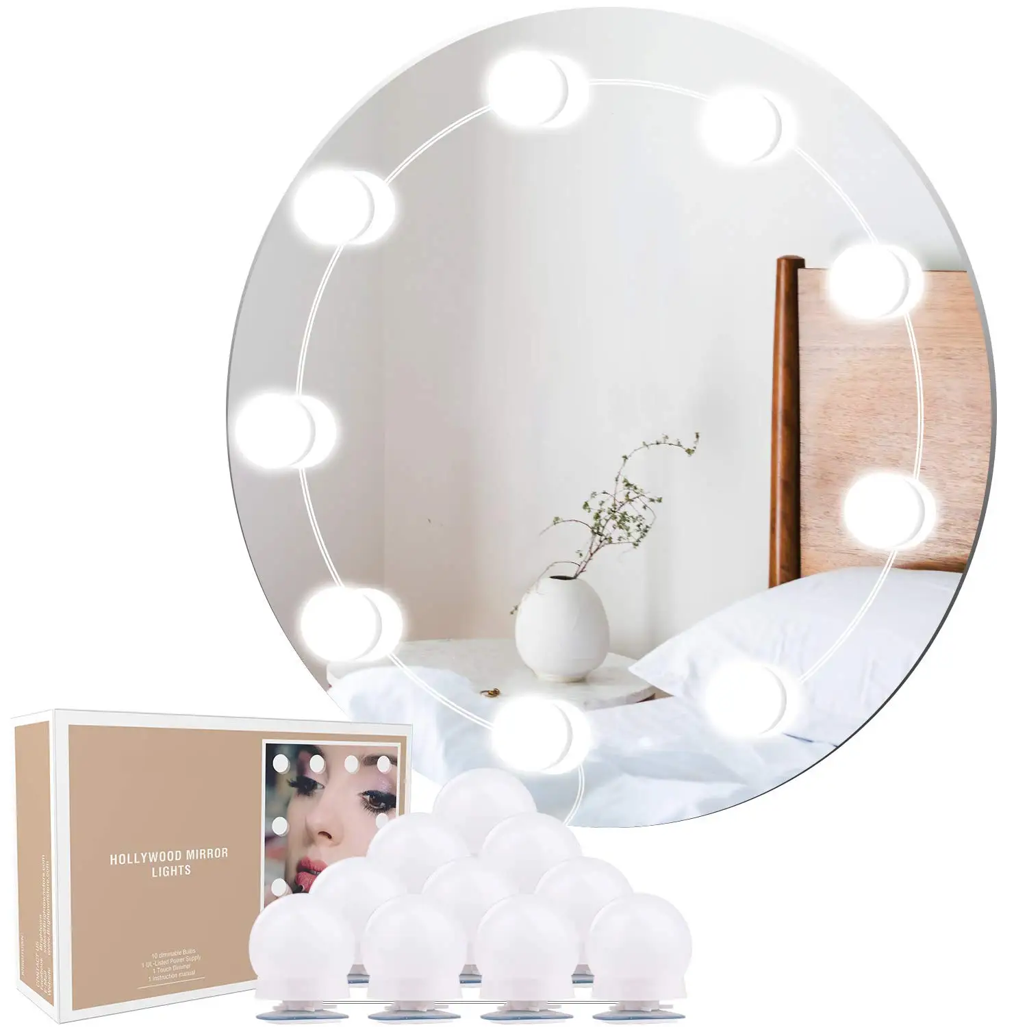 

Dressing Table LED Makeup Mirror Light Bulb Hollywood Vanity Lights Stepless Touch Dimmable Wall Lamp 2/6/10/14Bulbs Kit 5V