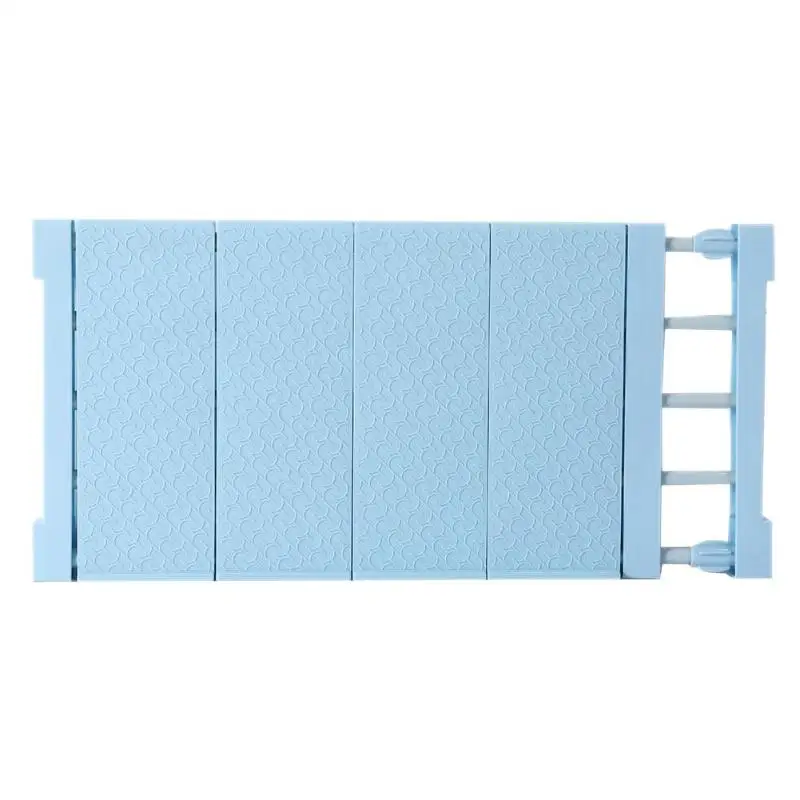 Регулируемый шкаф-органайзер для ванной комнаты, кухонного шкафа, стеллаж для хранения, держатель, без ногтей, растягивающийся шкаф, многослойные разделенные полки - Цвет: Blue 50-80cm
