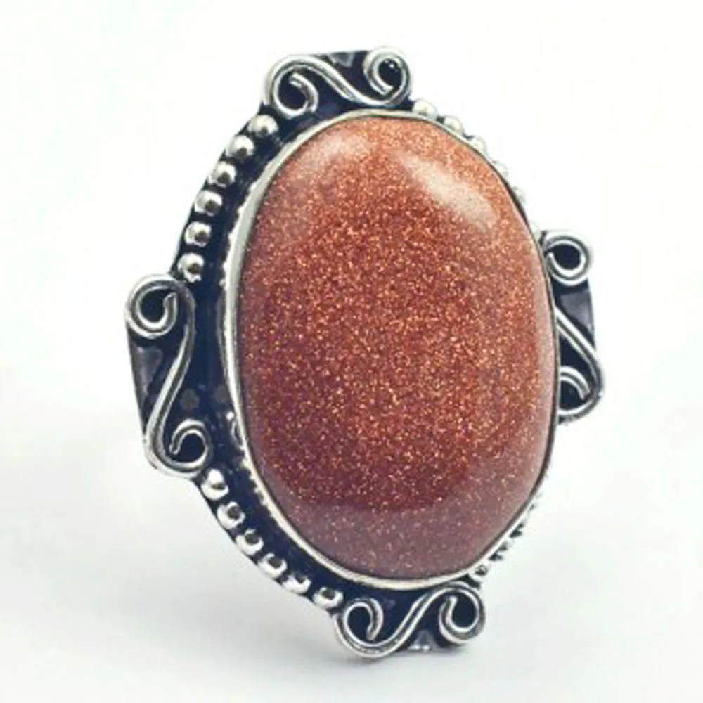 

Sun Stone Ring Silver Overlay over Copper , Size: 7.25, R4320