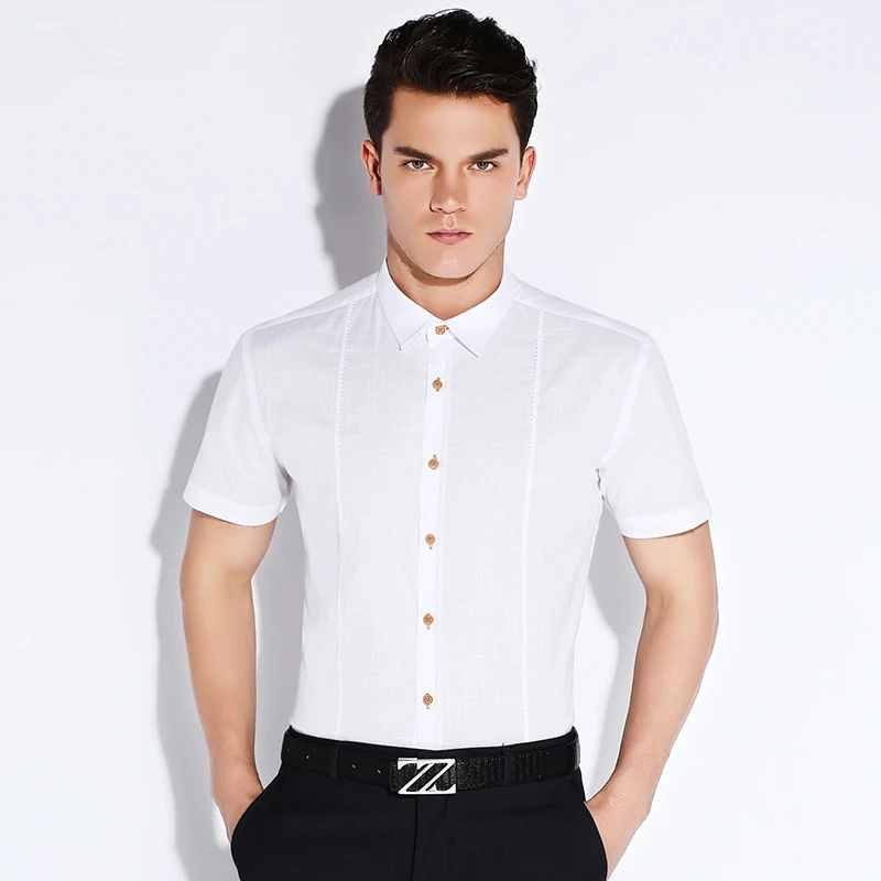 mens fitted white short sleeve dress shirts