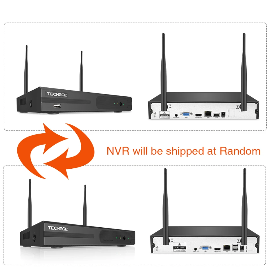 Techege 4CH wifi система видеонаблюдения Беспроводной NVR комплект 2 шт. 1080P HD IP камера 2MP наружная Водонепроницаемая домашняя система видеонаблюдения