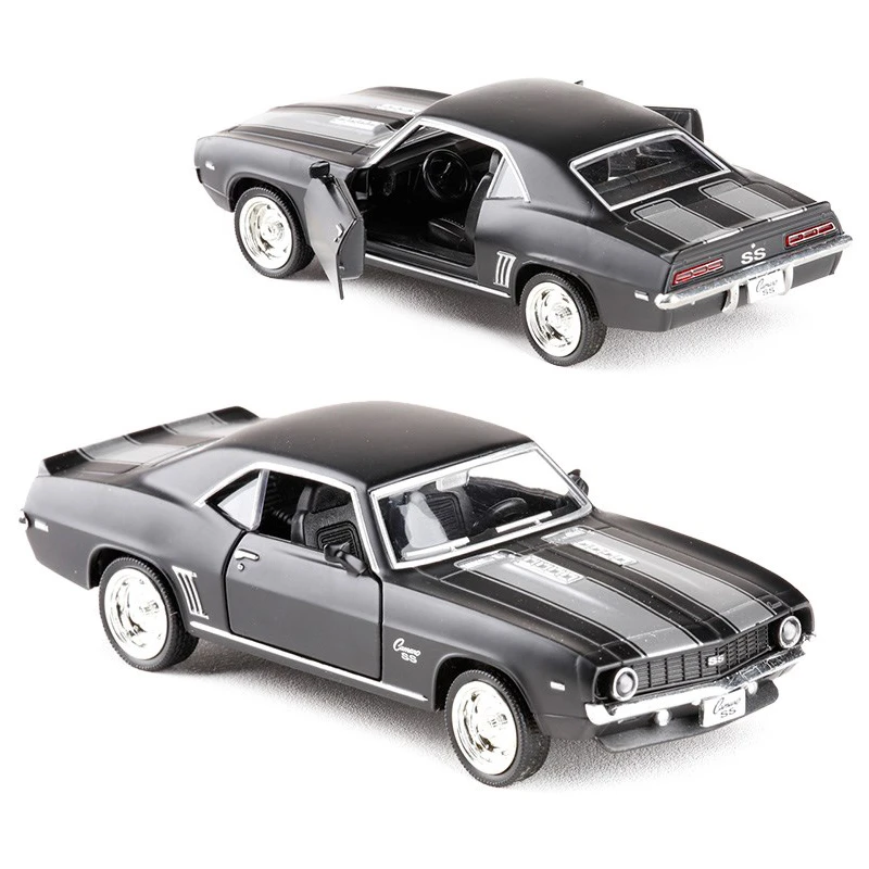 1:36 aleación Diecast modelo de coche clásico para 1969 Chevrolet Camaro  colección SS Metal mate negro Pull Back Juguetes Coche niños  regalos|Juguete fundido a presión y vehículos de juguete| - AliExpress