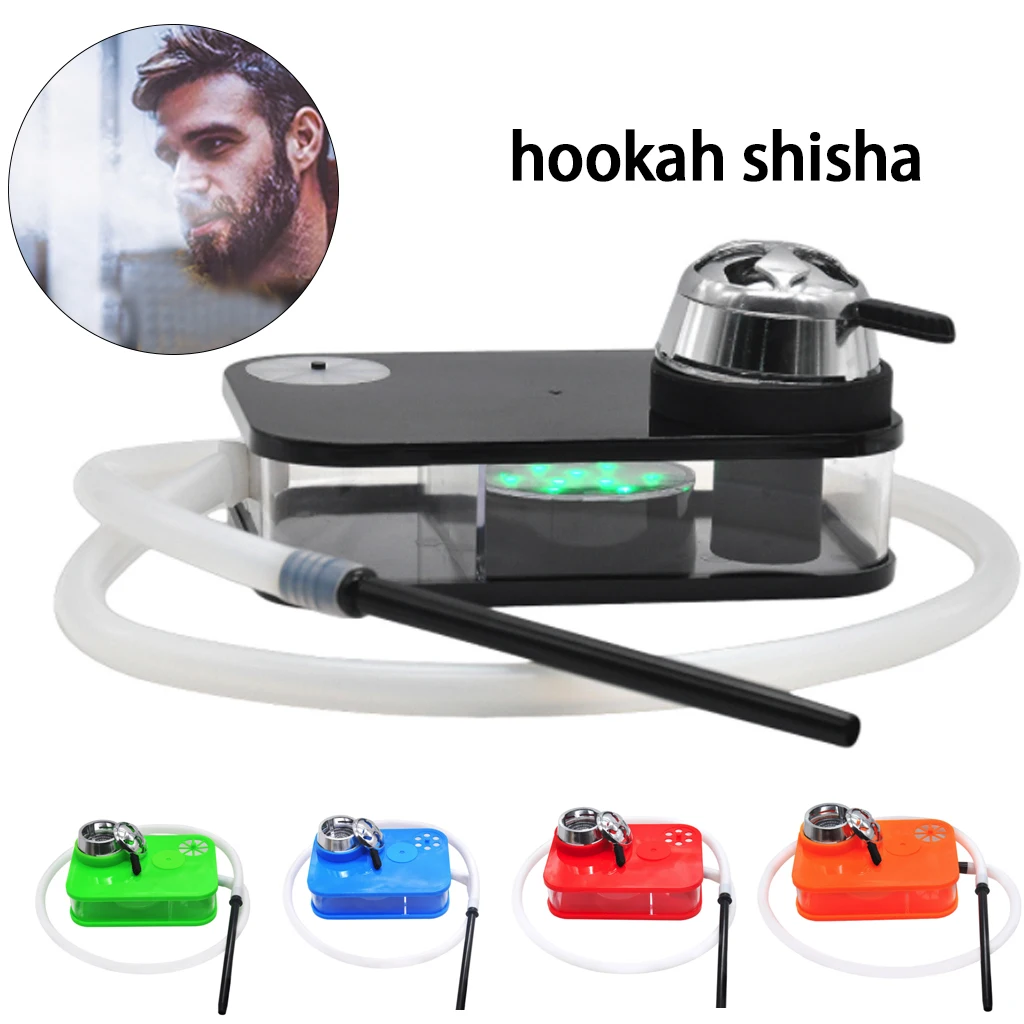 

2019 Acrylic Modern Hookah Shisha Black Narguile Nargile Smoking Water Pipe With LED Light factory wholesale Drop Shipping