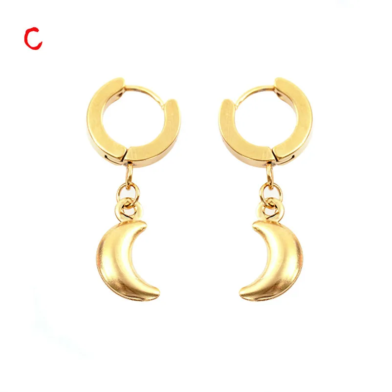 2018 Trendy Earrings for women Dangle earrings Stainless Steel Earrings Golden Moon Pendant Earrings Jewelry Brincos J19#N (20)