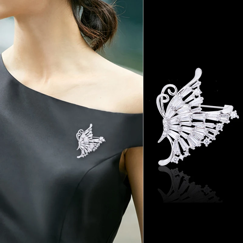 

TDQUEEN Butterfly Brooches For Women CZ Clear Crystal Large Beautiful Party Dress Brooche Pin Luxury Female Suit Jewelry Gift