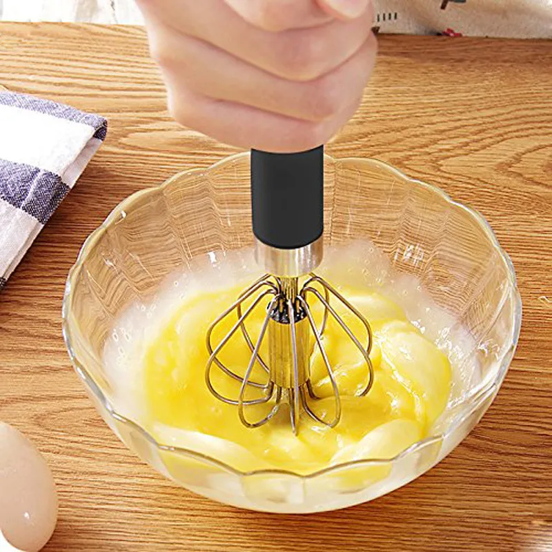 

Hot Sale Semi-automatic Mixer Egg Beater Manual Self Turning Stainless Steel Whisk Hand Blender Egg Cream Stirring Kitchen Tools