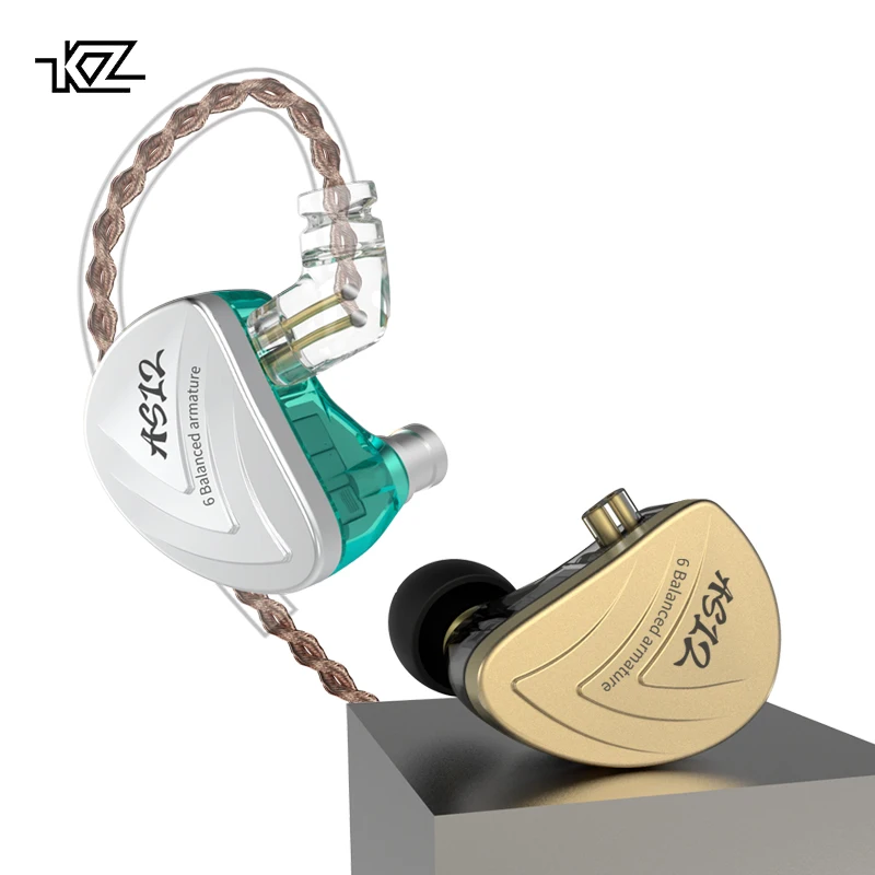 KZ AS12 HiFi аудио 12BA сбалансированный арматурный драйвер наушники-вкладыши IEM с 2Pin 0,75 мм съемный кабель шумоподавление вкладыши