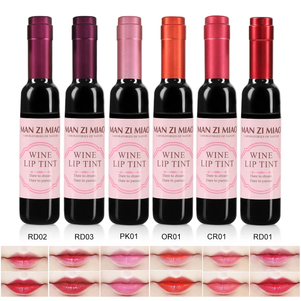 1PC Sexy Waterproof Wine Red Shape Lip Tint Gloss Baby Pink Lip For Women Batom Makeup Liquid Lipstick Lipgloss Cosmetic Tools