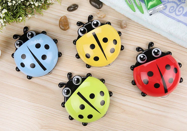 

1PC Lovely Ladybug Toothbrush Wall Suction Bathroom Sets Cartoon Sucker Toothbrush Holder / Suction Hooks OK 0383