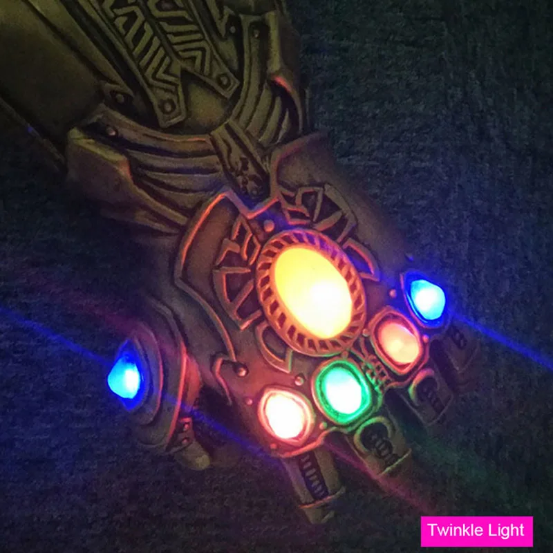 

LED Light Thanos Infinity Gauntlet Avengers Infinity War Cosplay Hot PVC/Latex LED Gloves For Adult Kids Toys Gift Costume Props