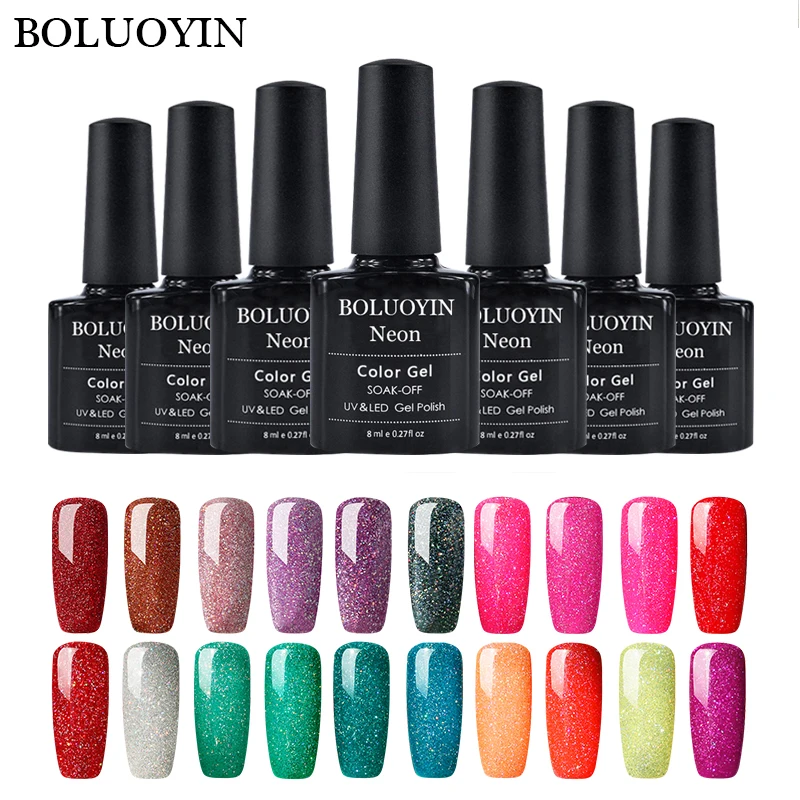 

Long Lasting Rainbow Gel Nail Polish Soak Off UV LED Nail Gel Polish Primer Glitter Colorful Noen Nail Enamel Gel Varnish