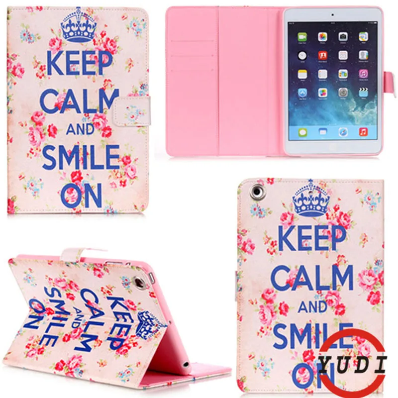 

For Apple iPad Mini black eye&tower Tablet Stand Case Folded With Card Holder Pad Cover For ipad Mini 2 3 Tablet Cases Y3D25D