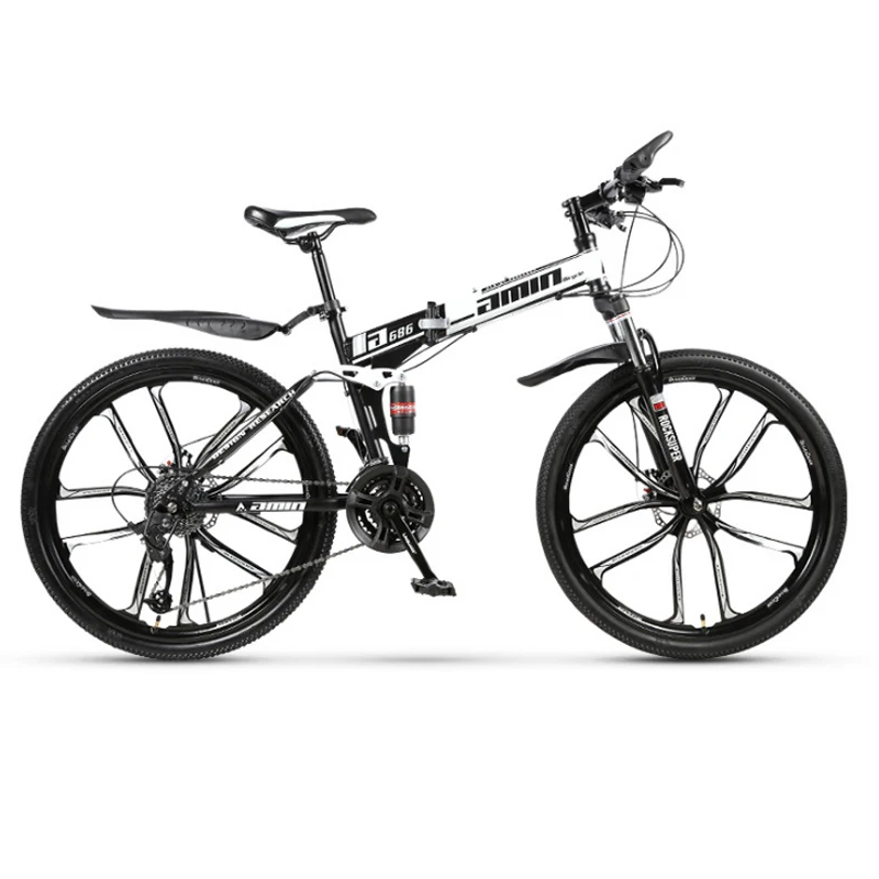 Cheap 21 Variable speed mountain bike 24 and 26 inch folding mountain bicycle double damping disc brakes 10 knife wheel mountain bike 0