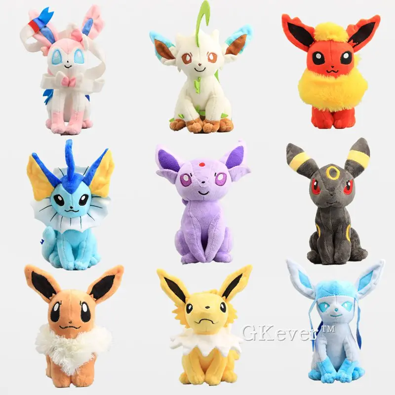 

Anime 9 Styles Eevee Umbreon Espeon Sylveon Leafeon Vaporeon Glaceon Sitting Gesture Plush Toy Cute Stuffed Animals 8" 20 CM