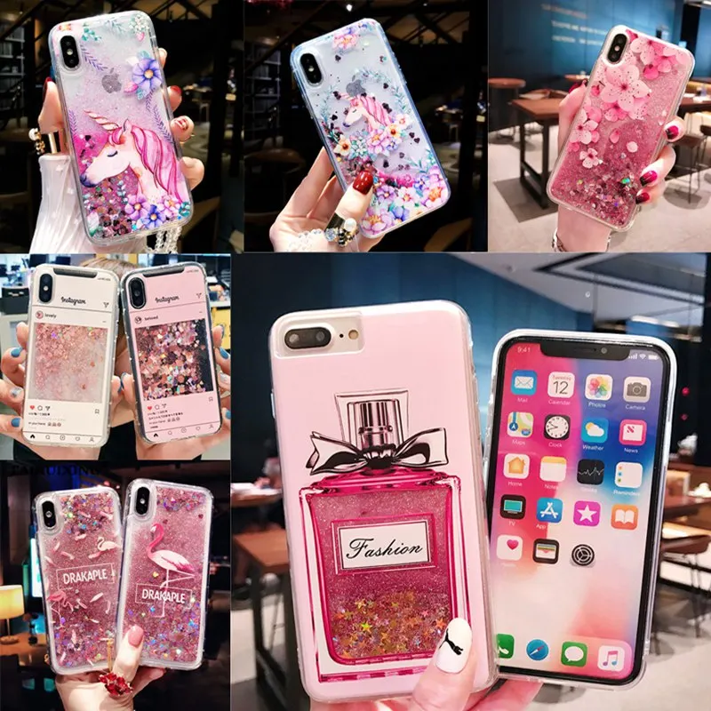 Liquid Case For Xiaomi Redmi 5X 6X 8 SE Note 5 Pro S2 Max 3 Cartoon Brown Bear Whale Flamingo Peach Blossom Soft Silicone Cover | Мобильные